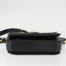 CELINE Horse Carriage Shoulder Bag Leather Black Gold Auth 153833-9