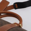 CELINE Macadam Canvas Boston Bag PVC 2way Brown Gold Auth 153834-15