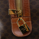 CELINE Macadam Canvas Boston Bag PVC 2way Brown Gold Auth 153834-21