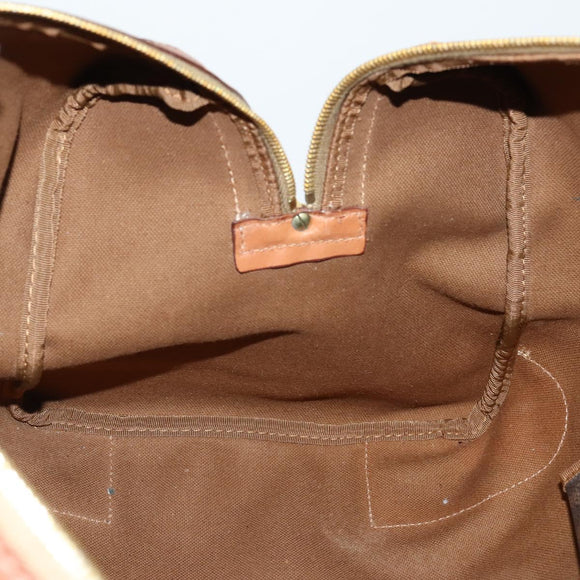 CELINE Macadam Canvas Boston Bag PVC 2way Brown Gold Auth 153834