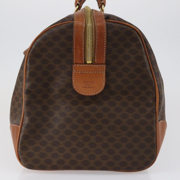 CELINE Macadam Canvas Boston Bag PVC 2way Brown Gold Auth 153834