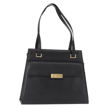 Christian Dior Tote Bag Leather Black Gold Auth 153835