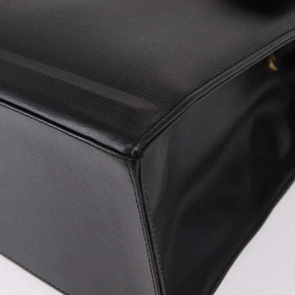 Christian Dior Tote Bag Leather Black Gold Auth 153835