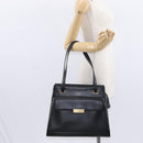 Christian Dior Tote Bag Leather Black Gold Auth 153835-22