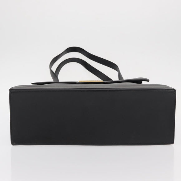 Christian Dior Tote Bag Leather Black Gold Auth 153835