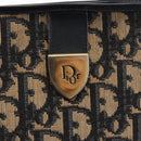 Christian Dior Trotter Canvas Shoulder Bag Navy Gold Auth 153836-14