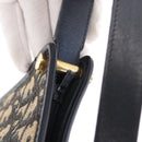 Christian Dior Trotter Canvas Shoulder Bag Navy Gold Auth 153836-15