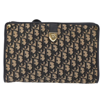 Christian Dior Trotter Canvas Shoulder Bag Navy Gold Auth 153836 - 0