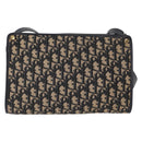 Christian Dior Trotter Canvas Shoulder Bag Navy Gold Auth 153836-3