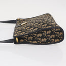 Christian Dior Trotter Canvas Shoulder Bag Navy Gold Auth 153836-5