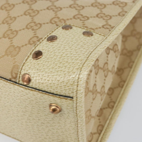 GUCCI GG Canvas Hand Bag Beige Gold 124260 Auth 153846