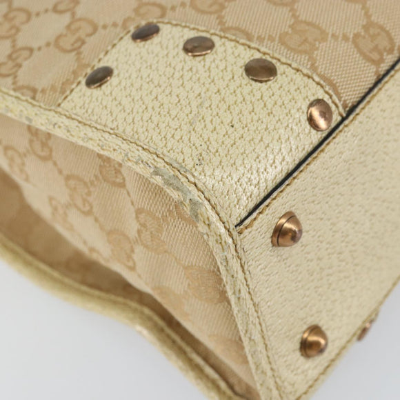 GUCCI GG Canvas Hand Bag Beige Gold 124260 Auth 153846