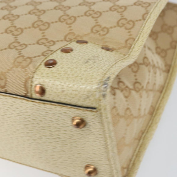 GUCCI GG Canvas Hand Bag Beige Gold 124260 Auth 153846
