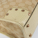 GUCCI GG Canvas Hand Bag Beige Gold 124260 Auth 153846-13
