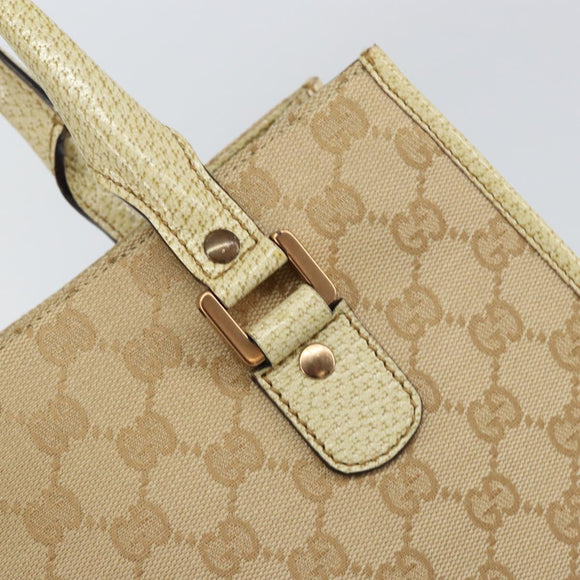 GUCCI GG Canvas Hand Bag Beige Gold 124260 Auth 153846