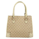 GUCCI GG Canvas Hand Bag Beige Gold 124260 Auth 153846-2