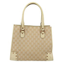 GUCCI GG Canvas Hand Bag Beige Gold 124260 Auth 153846-3