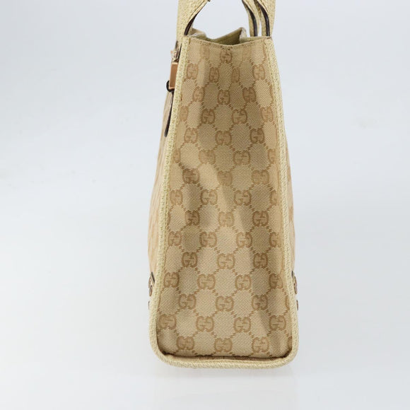 GUCCI GG Canvas Hand Bag Beige Gold 124260 Auth 153846