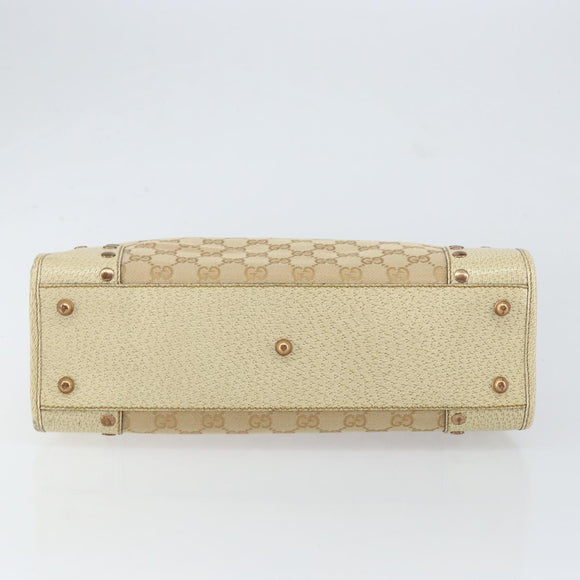 GUCCI GG Canvas Hand Bag Beige Gold 124260 Auth 153846