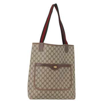 GUCCI GG Supreme Web Sherry Line Tote Bag PVC Beige Gold 39 02 003 Auth 153847