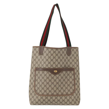 GUCCI GG Supreme Web Sherry Line Tote Bag PVC Beige Gold 39 02 003 Auth 153847 - 0