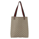 GUCCI GG Supreme Web Sherry Line Tote Bag PVC Beige Gold 39 02 003 Auth 153847-3