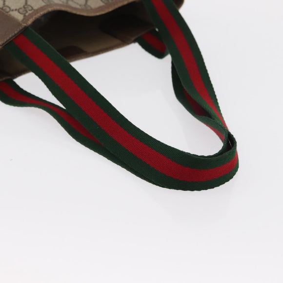 GUCCI GG Supreme Web Sherry Line Tote Bag PVC Beige Gold 39 02 003 Auth 153847