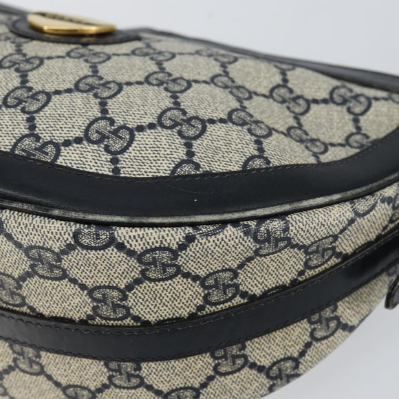 GUCCI GG Supreme Shoulder Bag PVC Navy Gold Auth 153848