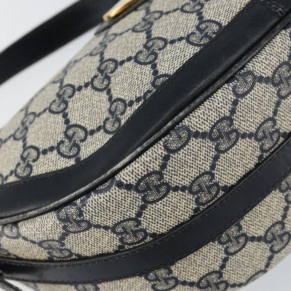 GUCCI GG Supreme Shoulder Bag PVC Navy Gold Auth 153848