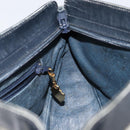 GUCCI GG Supreme Shoulder Bag PVC Navy Gold Auth 153848-18