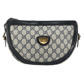 GUCCI GG Supreme Shoulder Bag PVC Navy Gold Auth 153848 - 0
