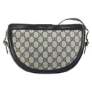 GUCCI GG Supreme Shoulder Bag PVC Navy Gold Auth 153848-3
