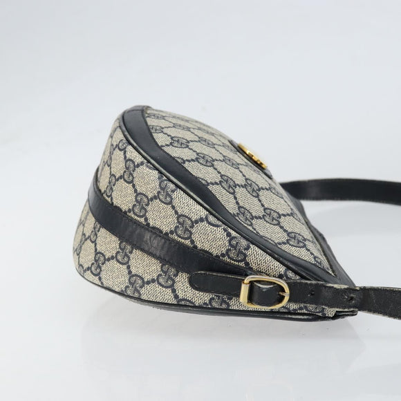 GUCCI GG Supreme Shoulder Bag PVC Navy Gold Auth 153848