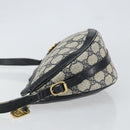 GUCCI GG Supreme Shoulder Bag PVC Navy Gold Auth 153848-5