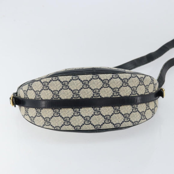 GUCCI GG Supreme Shoulder Bag PVC Navy Gold Auth 153848