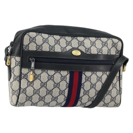 GUCCI GG Supreme Sherry Line Shoulder Bag PVC Navy Gold 001 4071 5 Auth 153849