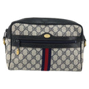 GUCCI GG Supreme Sherry Line Shoulder Bag PVC Navy Gold 001 4071 5 Auth 153849-2