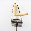 GUCCI GG Supreme Sherry Line Shoulder Bag PVC Navy Gold 001 4071 5 Auth 153849-24
