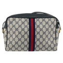 GUCCI GG Supreme Sherry Line Shoulder Bag PVC Navy Gold 001 4071 5 Auth 153849-3