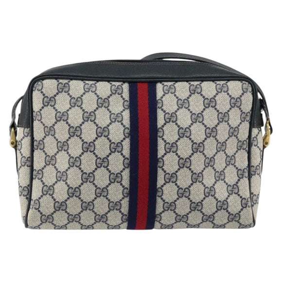 GUCCI GG Supreme Sherry Line Shoulder Bag PVC Navy Gold 001 4071 5 Auth 153849