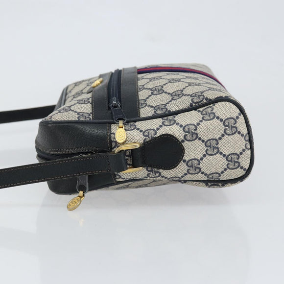 GUCCI GG Supreme Sherry Line Shoulder Bag PVC Navy Gold 001 4071 5 Auth 153849