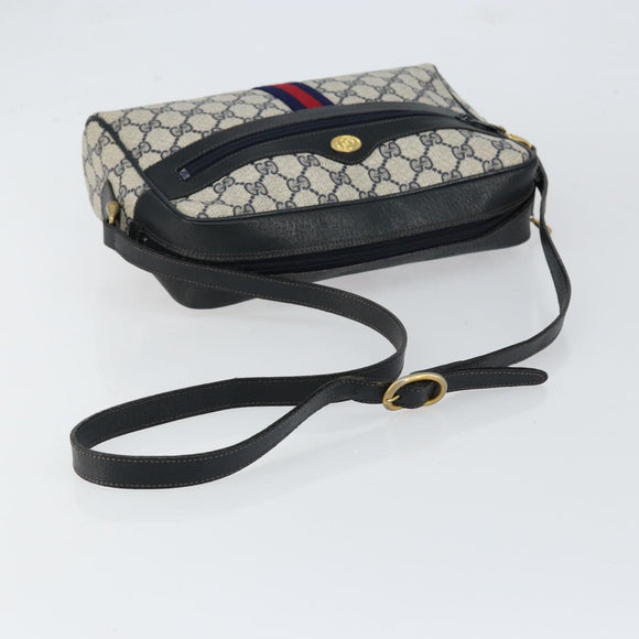 GUCCI GG Supreme Sherry Line Shoulder Bag PVC Navy Gold 001 4071 5 Auth 153849