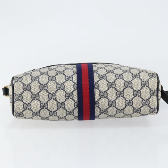 GUCCI GG Supreme Sherry Line Shoulder Bag PVC Navy Gold 001 4071 5 Auth 153849