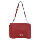 Salvatore Ferragamo Gancini Shoulder Bag Leather Red Gold Auth 153850-1