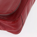 Salvatore Ferragamo Gancini Shoulder Bag Leather Red Gold Auth 153850-9