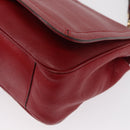 Salvatore Ferragamo Gancini Shoulder Bag Leather Red Gold Auth 153850-14