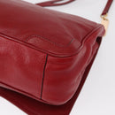 Salvatore Ferragamo Gancini Shoulder Bag Leather Red Gold Auth 153850-16