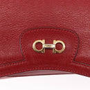 Salvatore Ferragamo Gancini Shoulder Bag Leather Red Gold Auth 153850-17