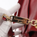 Salvatore Ferragamo Gancini Shoulder Bag Leather Red Gold Auth 153850-10