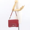 Salvatore Ferragamo Gancini Shoulder Bag Leather Red Gold Auth 153850-27
